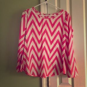 Hot Pink Chevron Blouse. Flirty & Fun!